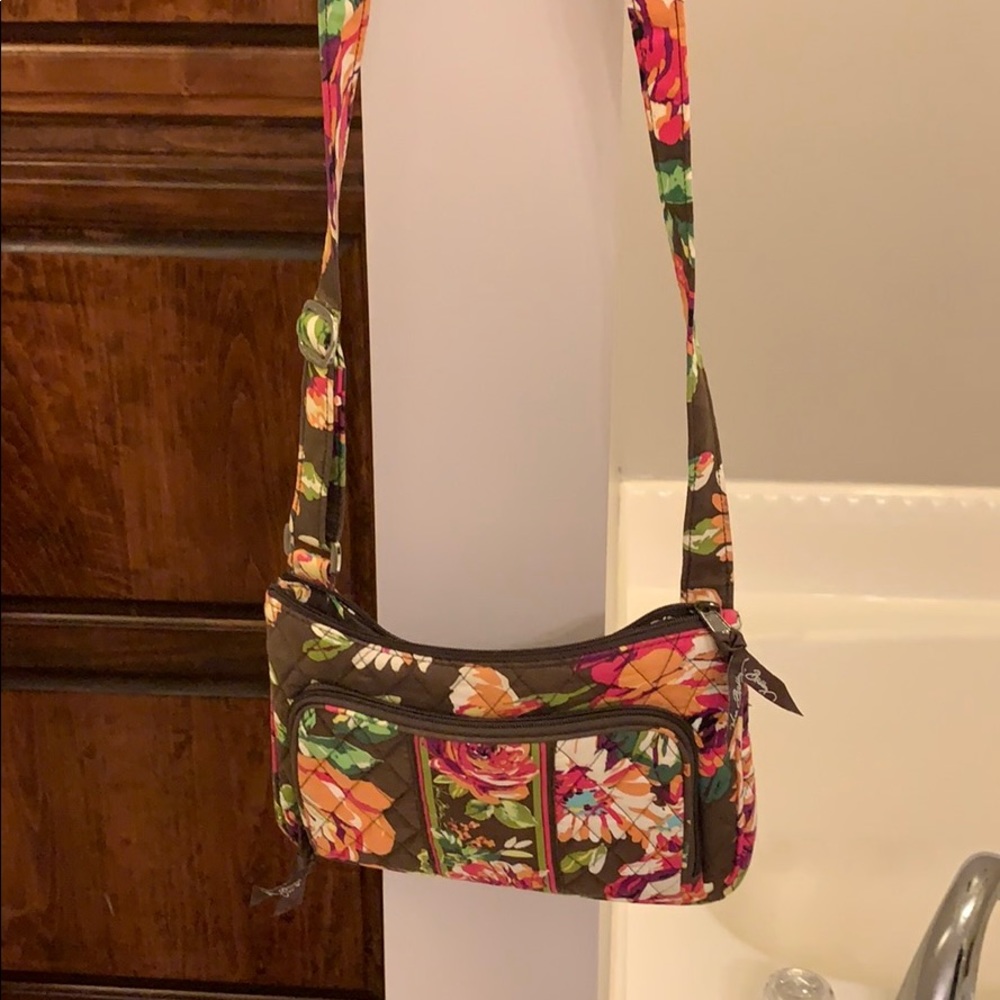 Vera Bradley crossbody purse. Brown and floral.